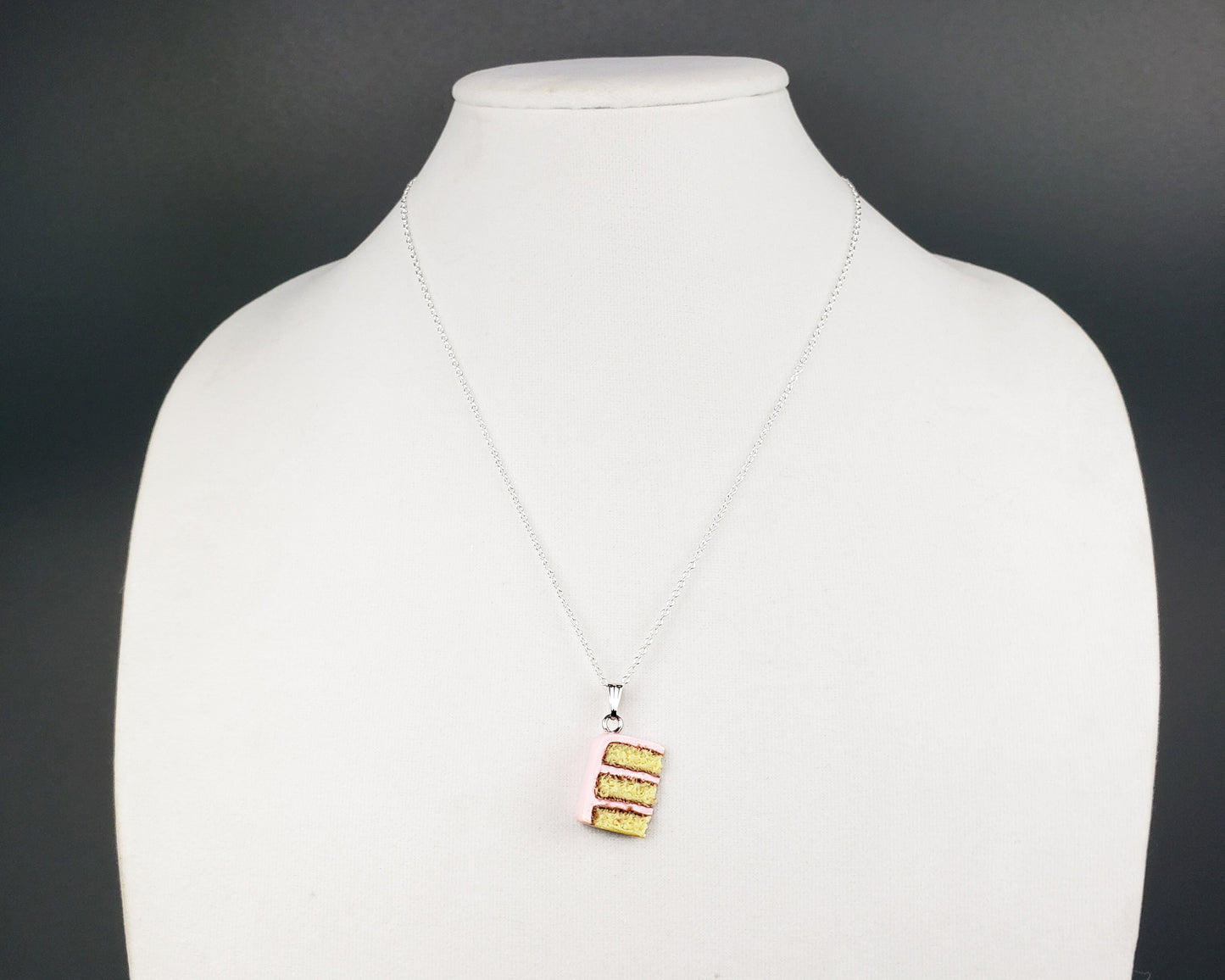 Pink Butter Cake Slice Necklace