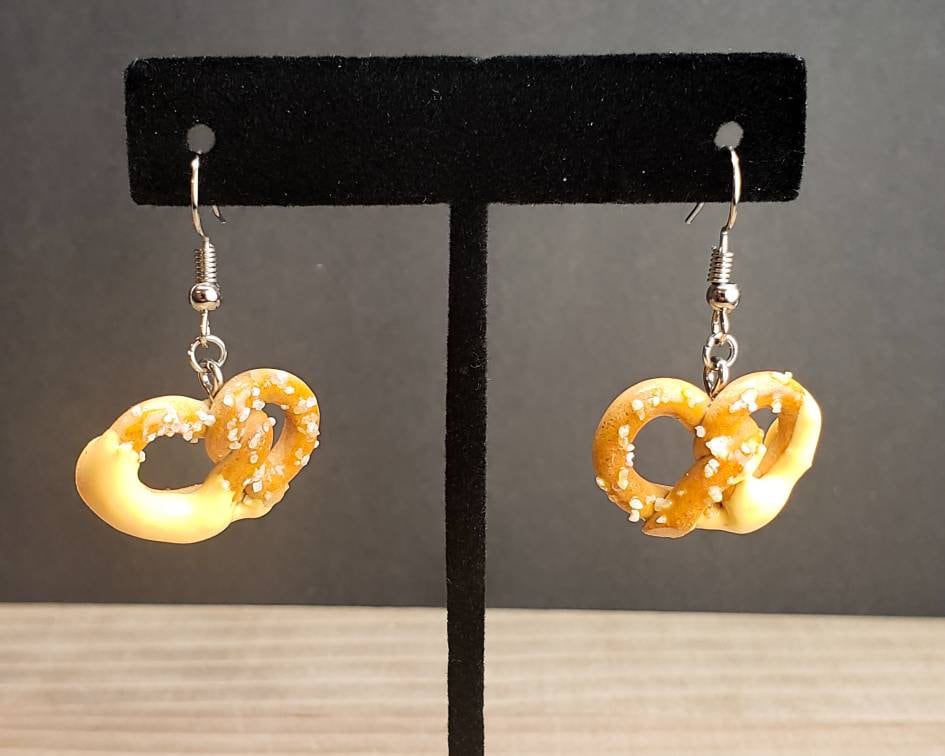 Cheese Dipped Pretzel Earrings