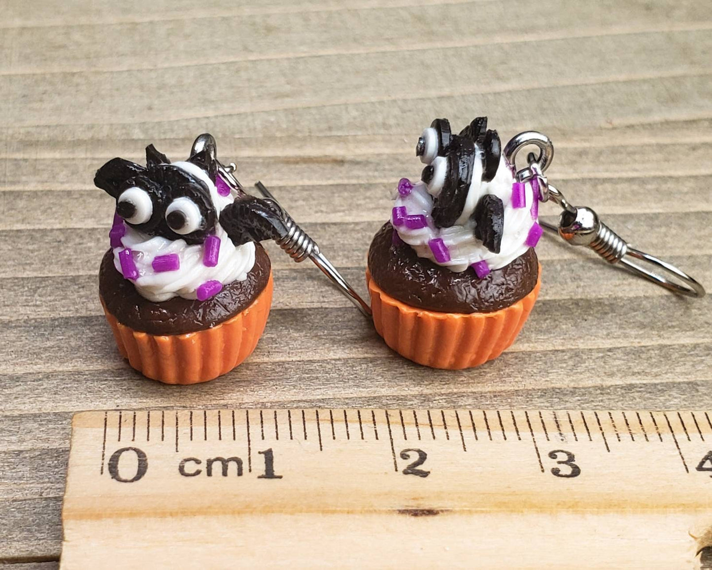 Chocolate Cookie Bat Cupcake Earrings