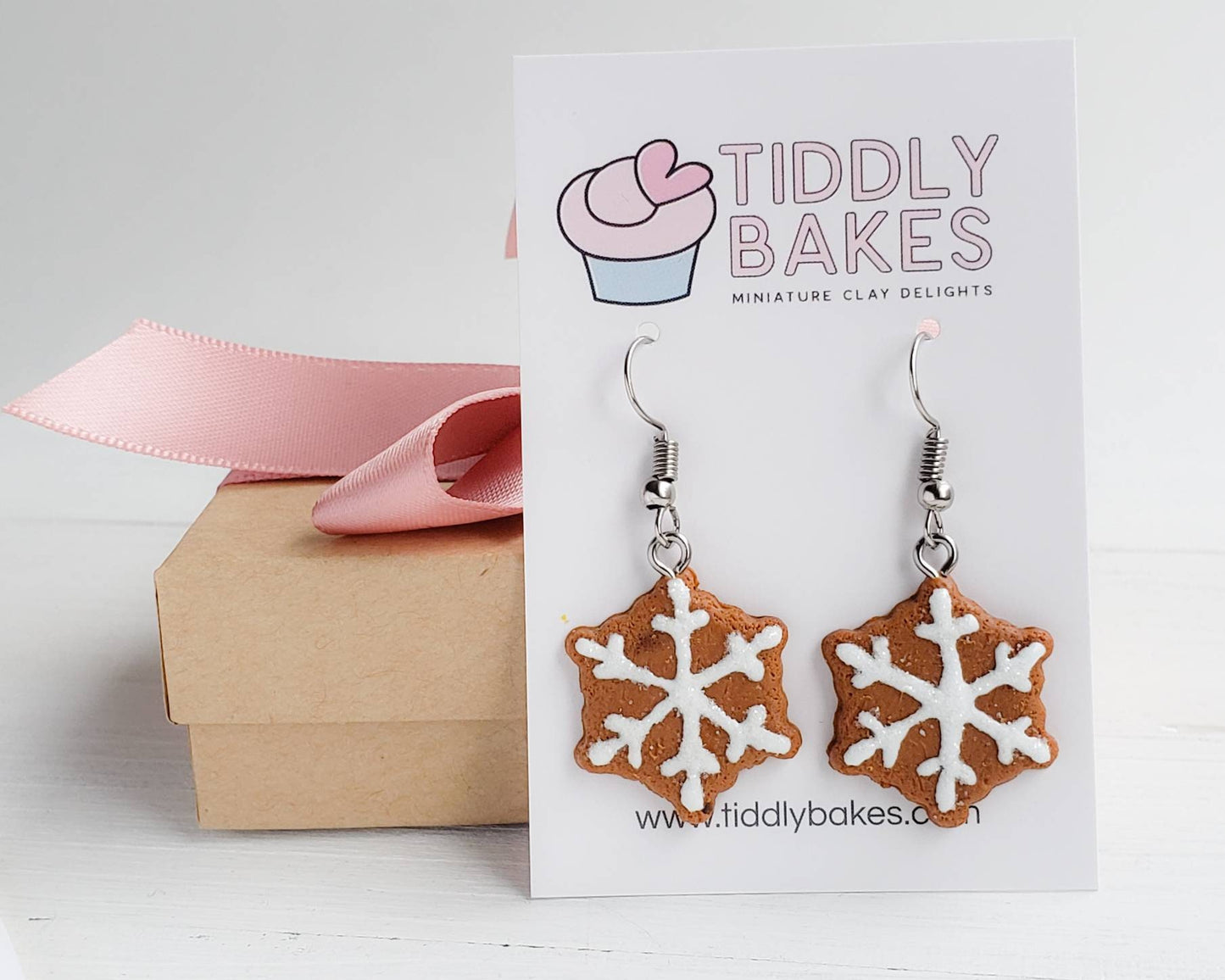 Snowflake Gingerbread Cookie Earrings