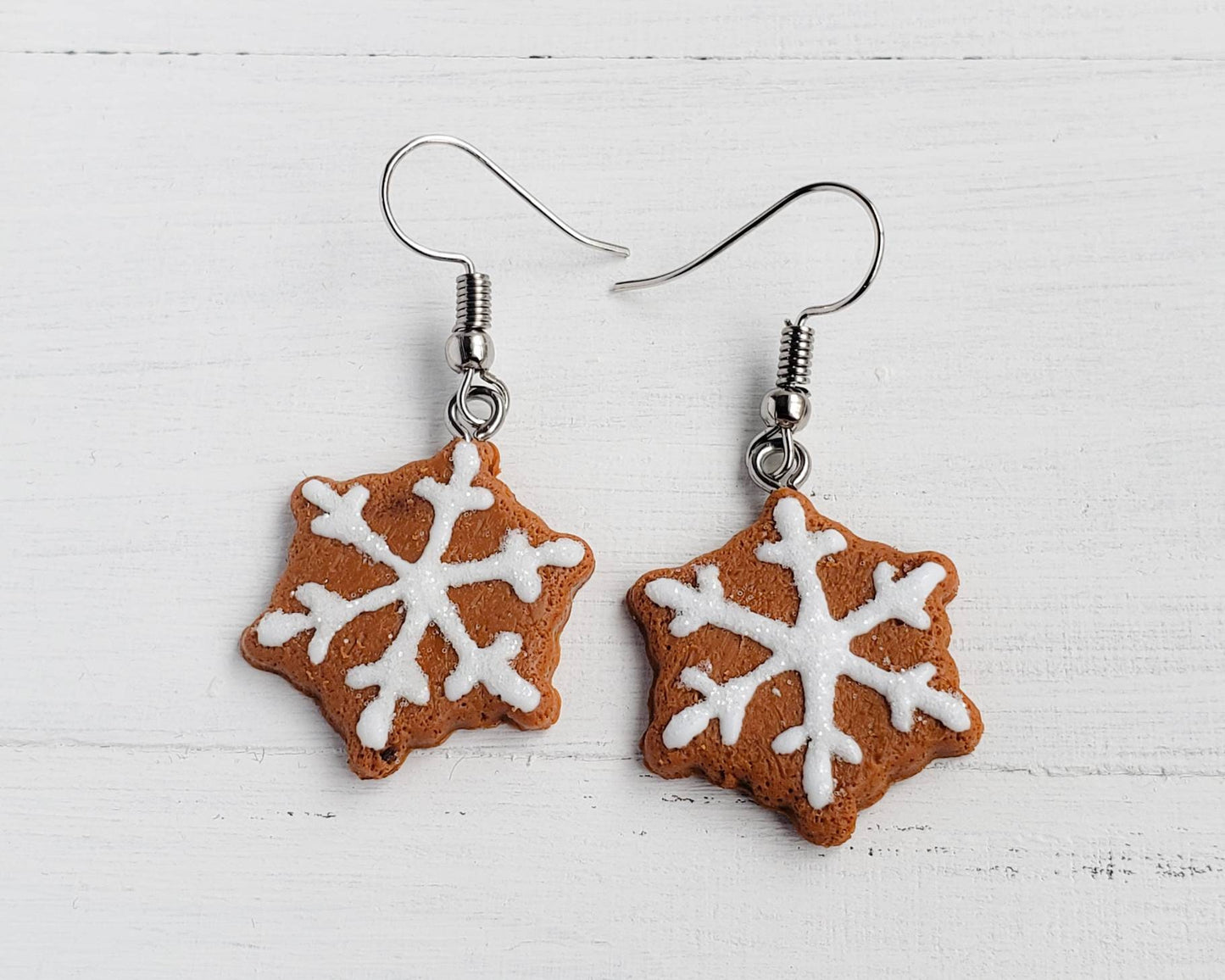 Snowflake Gingerbread Cookie Earrings