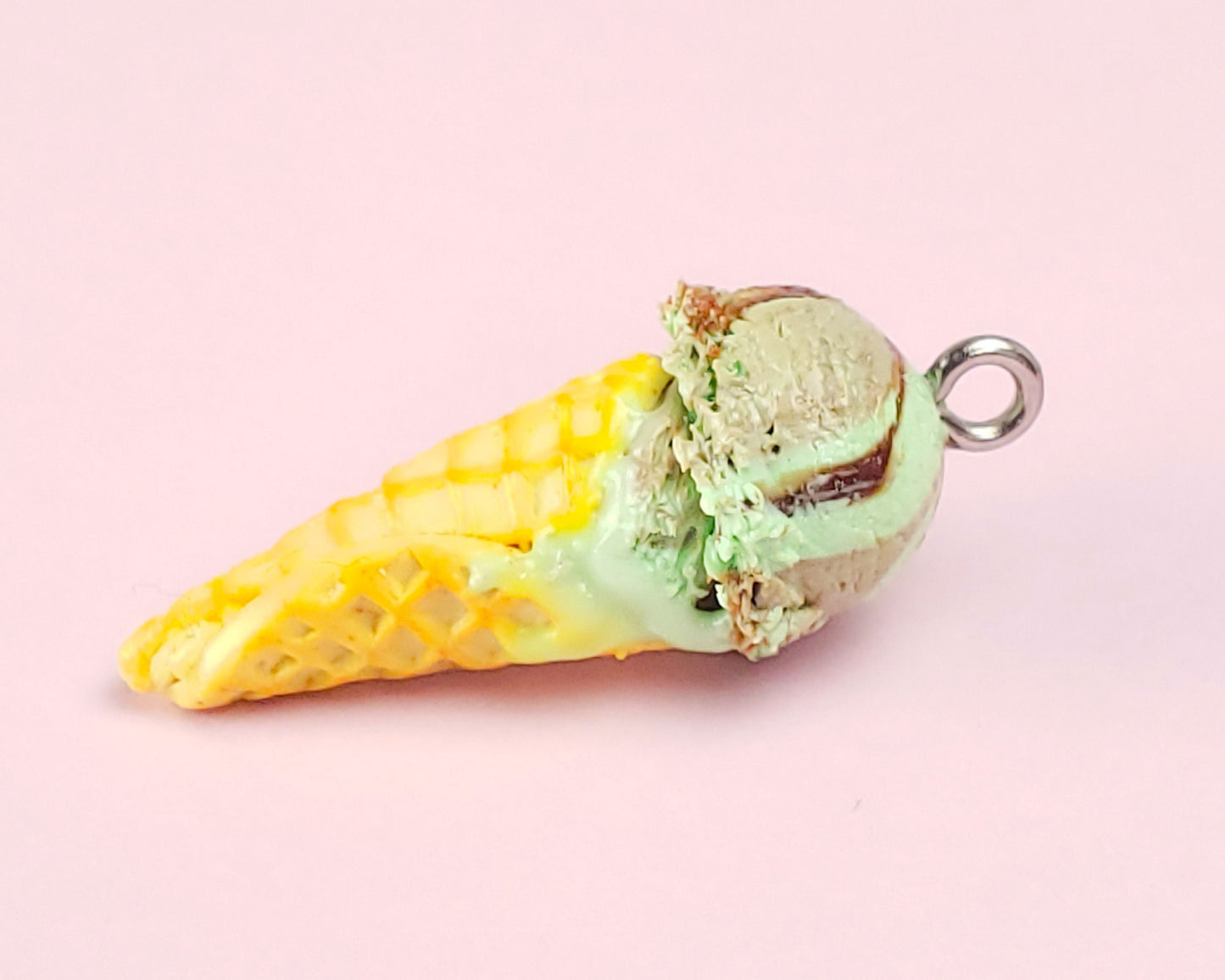 Mint Chocolate Fudge Swirl Waffle Icecream Cone
