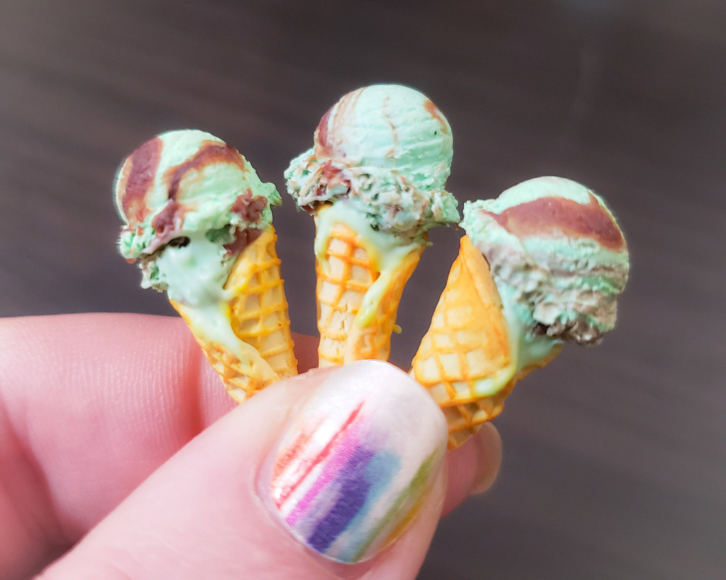 Mint Chocolate Fudge Swirl Waffle Icecream Cone