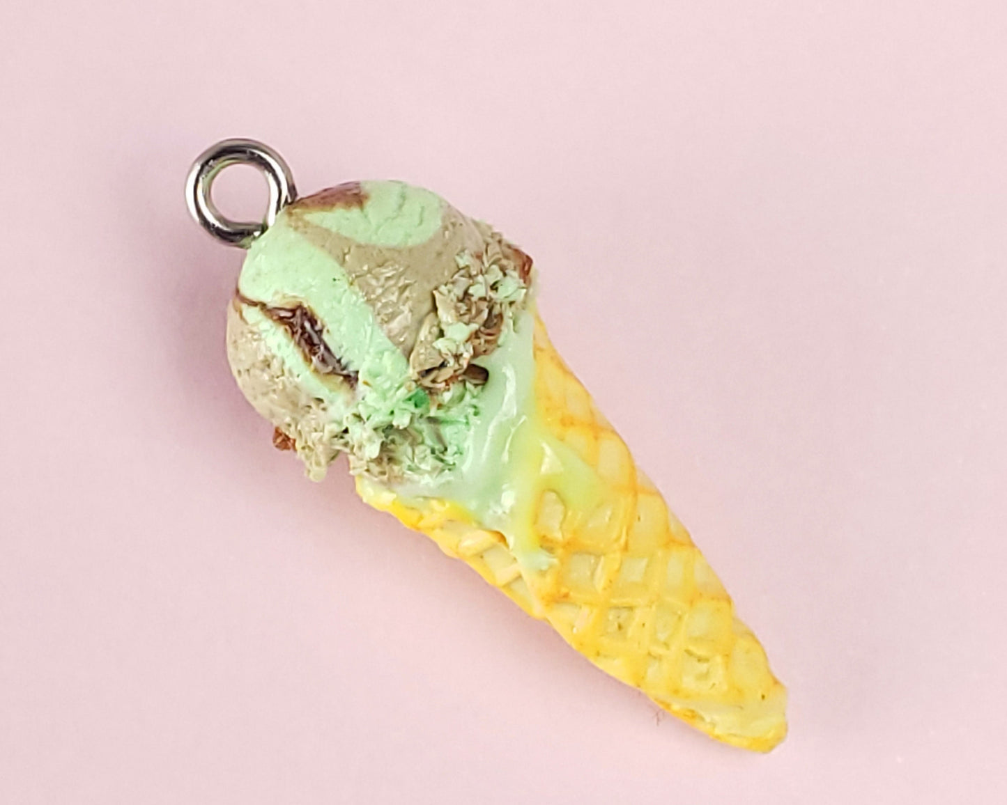 Mint Chocolate Fudge Swirl Waffle Icecream Cone