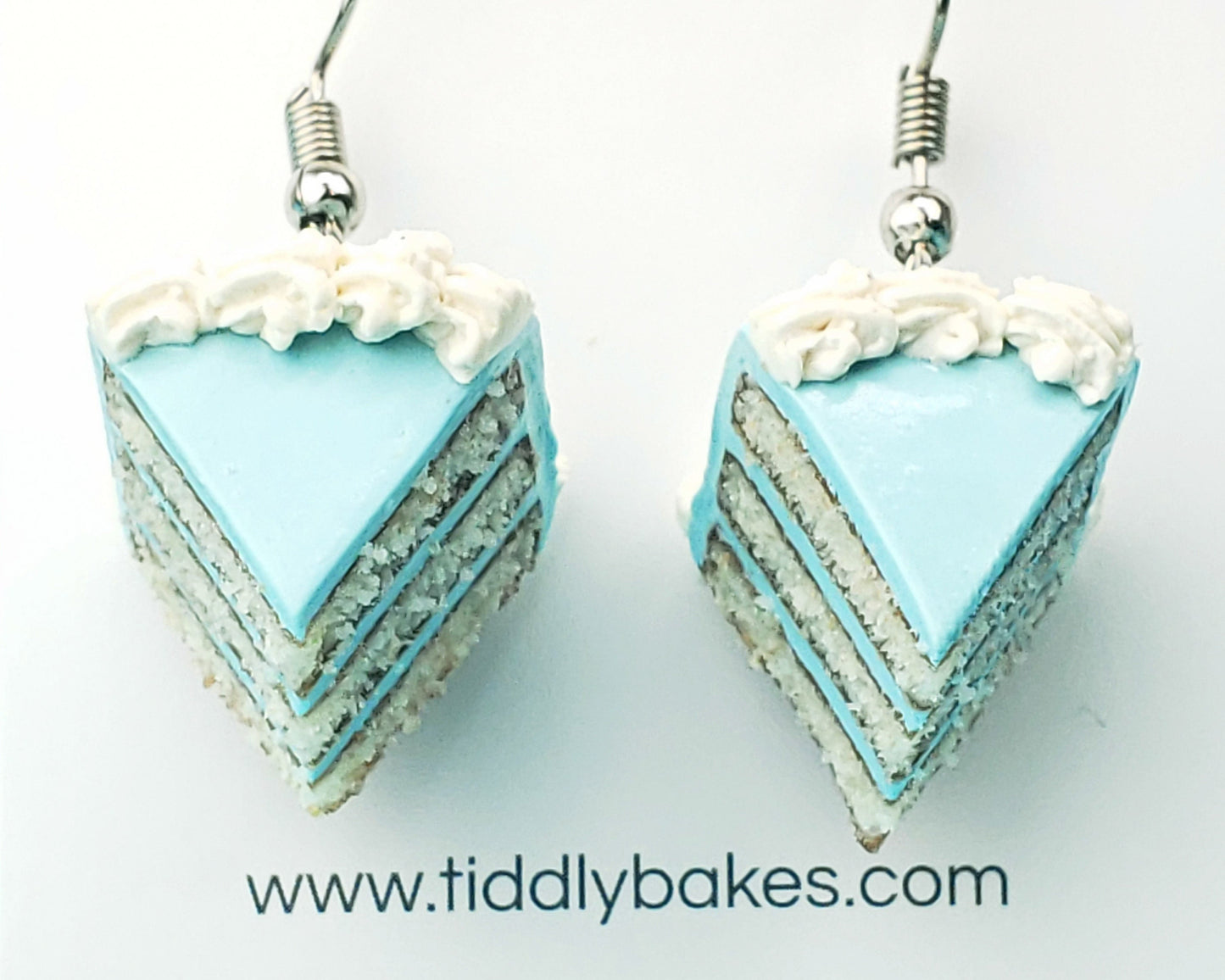 Blue Birthday Cake Slice Earrings