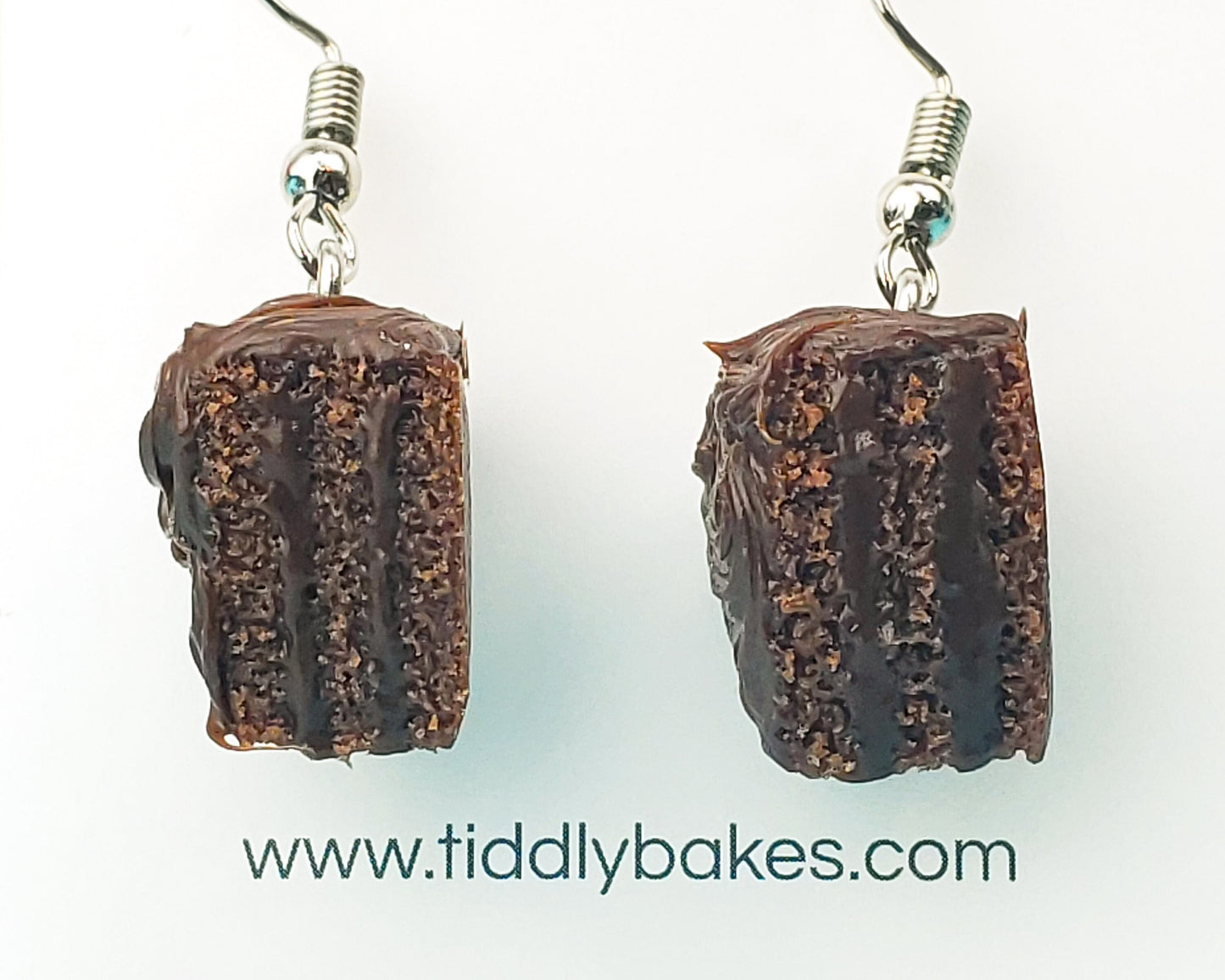 Chocolate Fudge Cake Slice Earrings