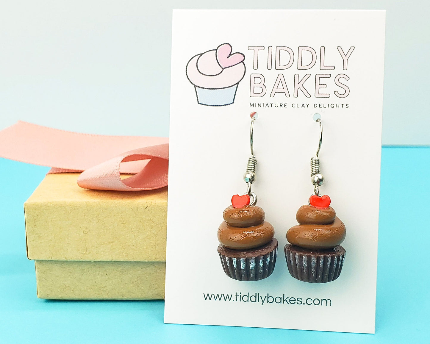 Chocolate Heart Cupcake Earrings